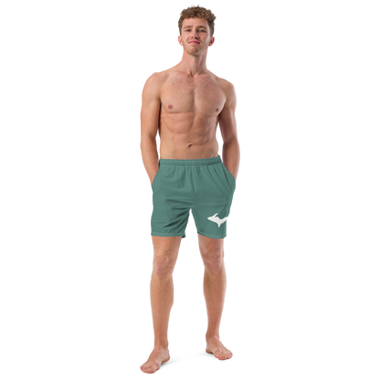 Michigan Upper Peninsula Men's Swim Trunks (w/ UP Outline) | Copper Green