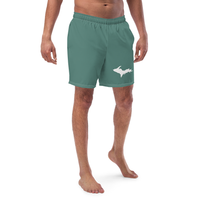 Michigan Upper Peninsula Men's Swim Trunks (w/ UP Outline) | Copper Green