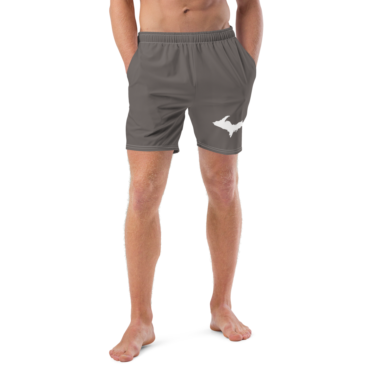 Michigan Upper Peninsula Men's Swim Trunks (w/ UP Outline) | Warren Tank Grey