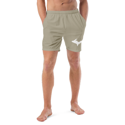 Michigan Upper Peninsula Men's Swim Trunks (w/ UP Outline) | Petoskey Stone Beige