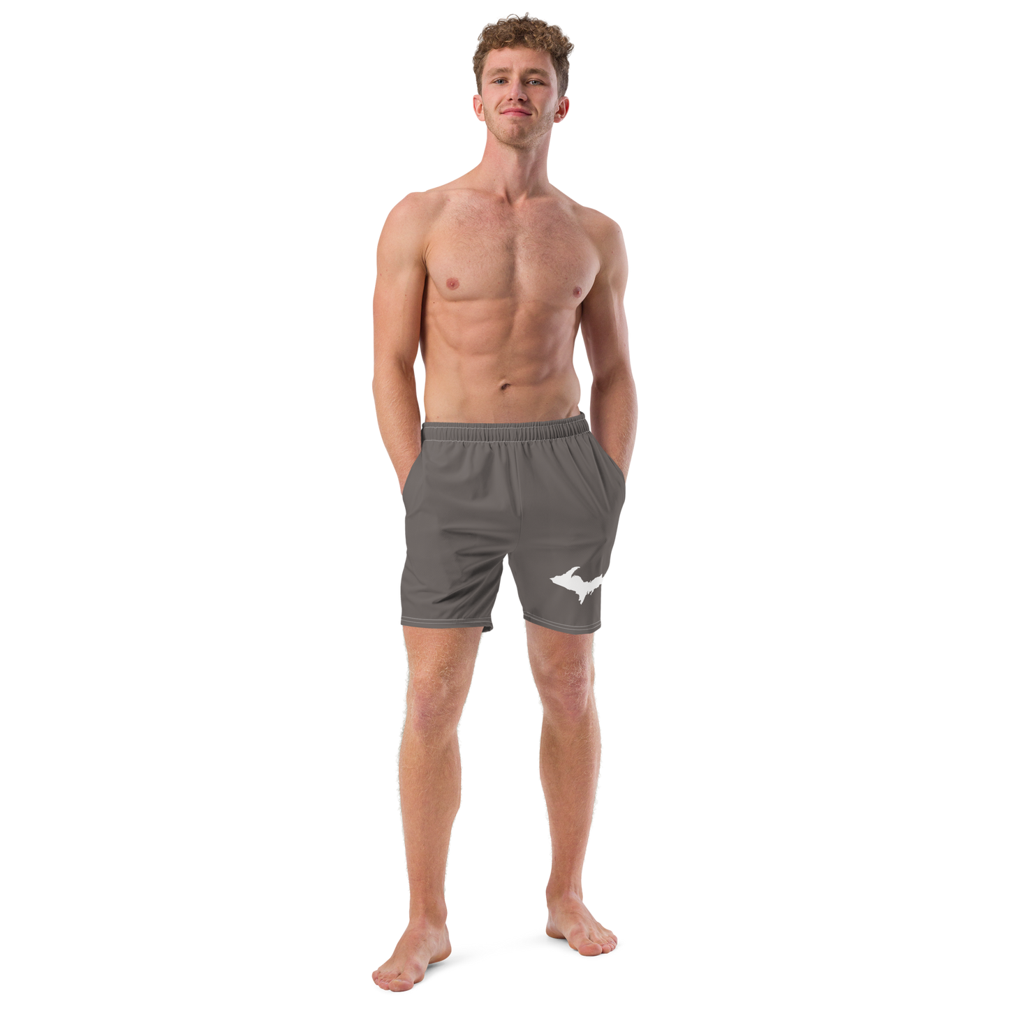 Michigan Upper Peninsula Men's Swim Trunks (w/ UP Outline ) | Warren Tank Grey