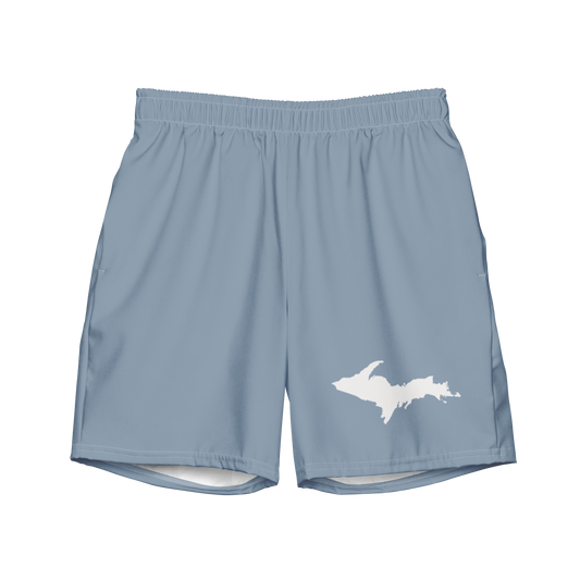 Michigan Upper Peninsula Men's Swim Trunks (w/ UP Outline ) | B-24 Grey