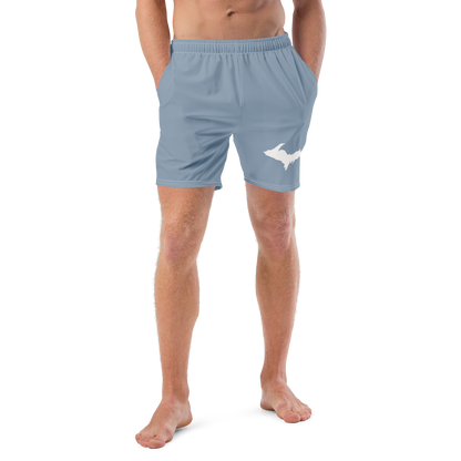 Michigan Upper Peninsula Men's Swim Trunks (w/ UP Outline ) | B-24 Grey