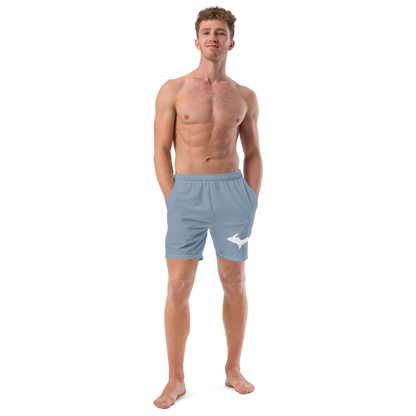 Michigan Upper Peninsula Men's Swim Trunks (w/ UP Outline ) | B-24 Grey