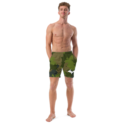 Michigan Upper Peninsula Men's Swim Trunks (w/ UP Outline ) | Woodland Camo