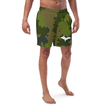 Michigan Upper Peninsula Men's Swim Trunks (w/ UP Outline ) | Woodland Camo