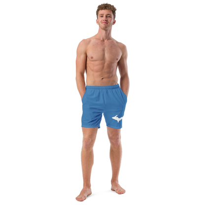 Michigan Upper Peninsula Men's Swim Trunks (w/ UP Outline ) | Lake Superior Blue