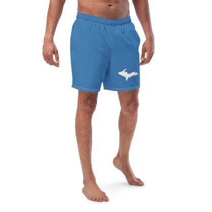 Michigan Upper Peninsula Men's Swim Trunks (w/ UP Outline ) | Lake Superior Blue