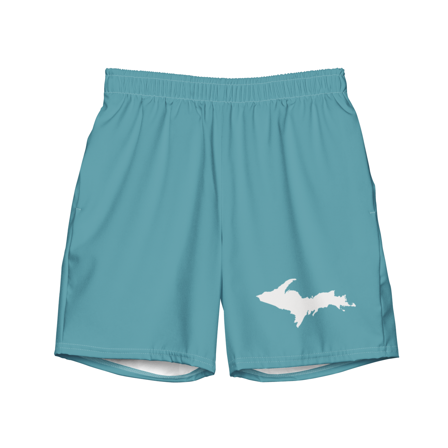 Michigan Upper Peninsula Men's Swim Trunks (w/ UP Outline ) | Lake Huron Blue