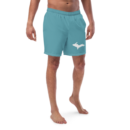 Michigan Upper Peninsula Men's Swim Trunks (w/ UP Outline ) | Lake Huron Blue