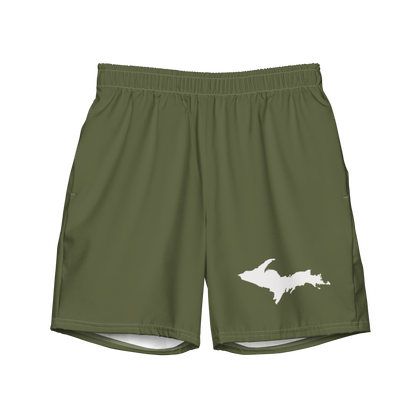 Michigan Upper Peninsula Men's Swim Trunks (w/ UP Outline ) | Army Green