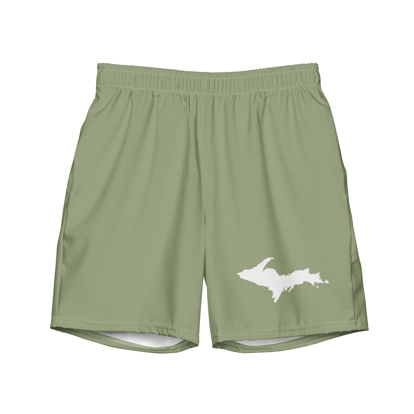 Michigan Upper Peninsula Men's Swim Trunks (w/ UP Outline ) | Beachgrass Green