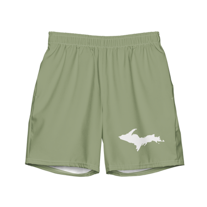 Michigan Upper Peninsula Men's Swim Trunks (w/ UP Outline ) | Beachgrass Green