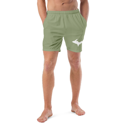 Michigan Upper Peninsula Men's Swim Trunks (w/ UP Outline ) | Beachgrass Green