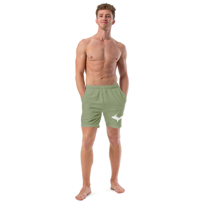 Michigan Upper Peninsula Men's Swim Trunks (w/ UP Outline ) | Beachgrass Green