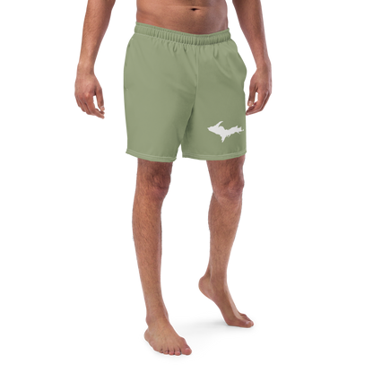 Michigan Upper Peninsula Men's Swim Trunks (w/ UP Outline ) | Beachgrass Green