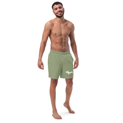 Michigan Upper Peninsula Men's Swim Trunks (w/ UP Outline ) | Beachgrass Green