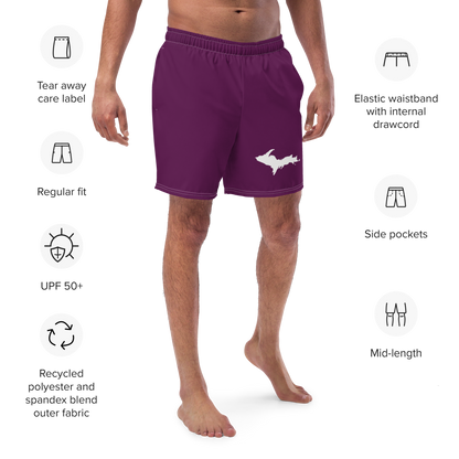 Michigan Upper Peninsula Men's Swim Trunks (w/ UP Outline ) | Tyrian Purple