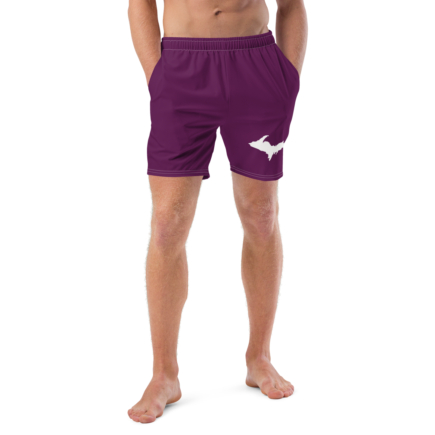 Michigan Upper Peninsula Men's Swim Trunks (w/ UP Outline ) | Tyrian Purple