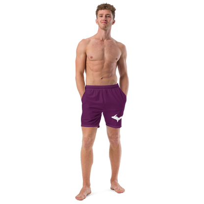 Michigan Upper Peninsula Men's Swim Trunks (w/ UP Outline ) | Tyrian Purple