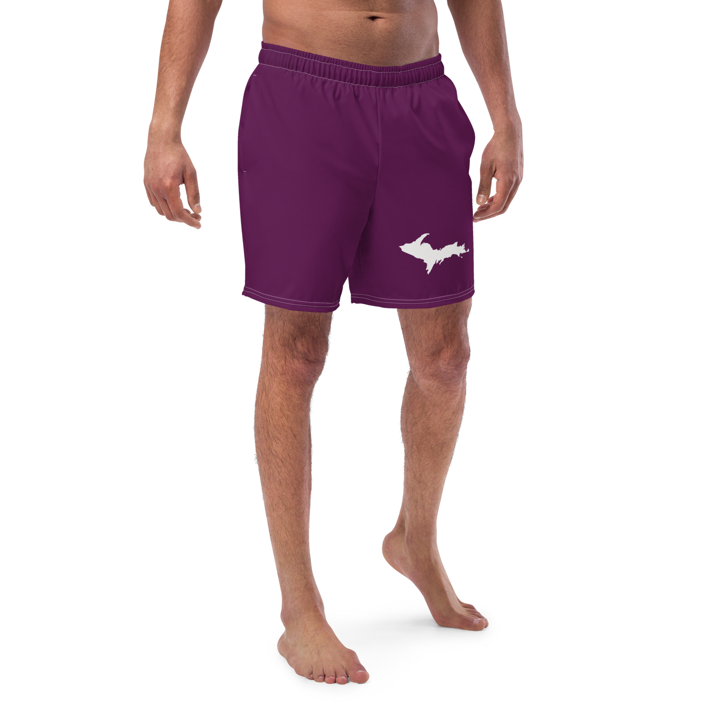 Michigan Upper Peninsula Men's Swim Trunks (w/ UP Outline ) | Tyrian Purple