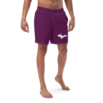 Michigan Upper Peninsula Men's Swim Trunks (w/ UP Outline ) | Tyrian Purple