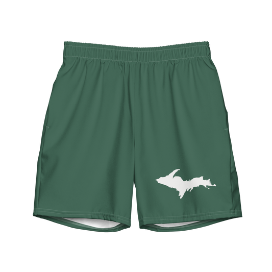 Michigan Upper Peninsula Men's Swim Trunks (w/ UP Outline ) | Ginger Ale Green