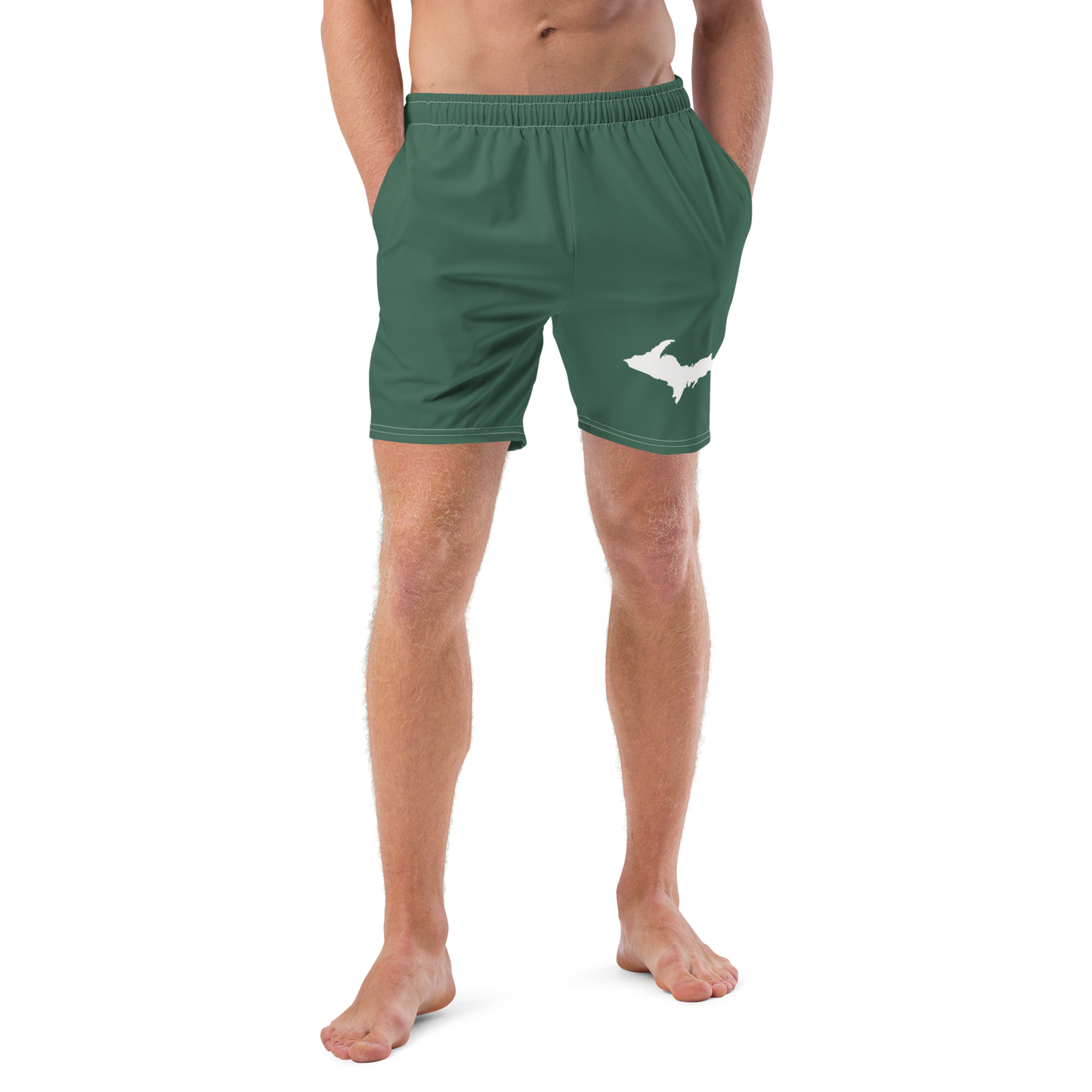 Michigan Upper Peninsula Men's Swim Trunks (w/ UP Outline ) | Ginger Ale Green