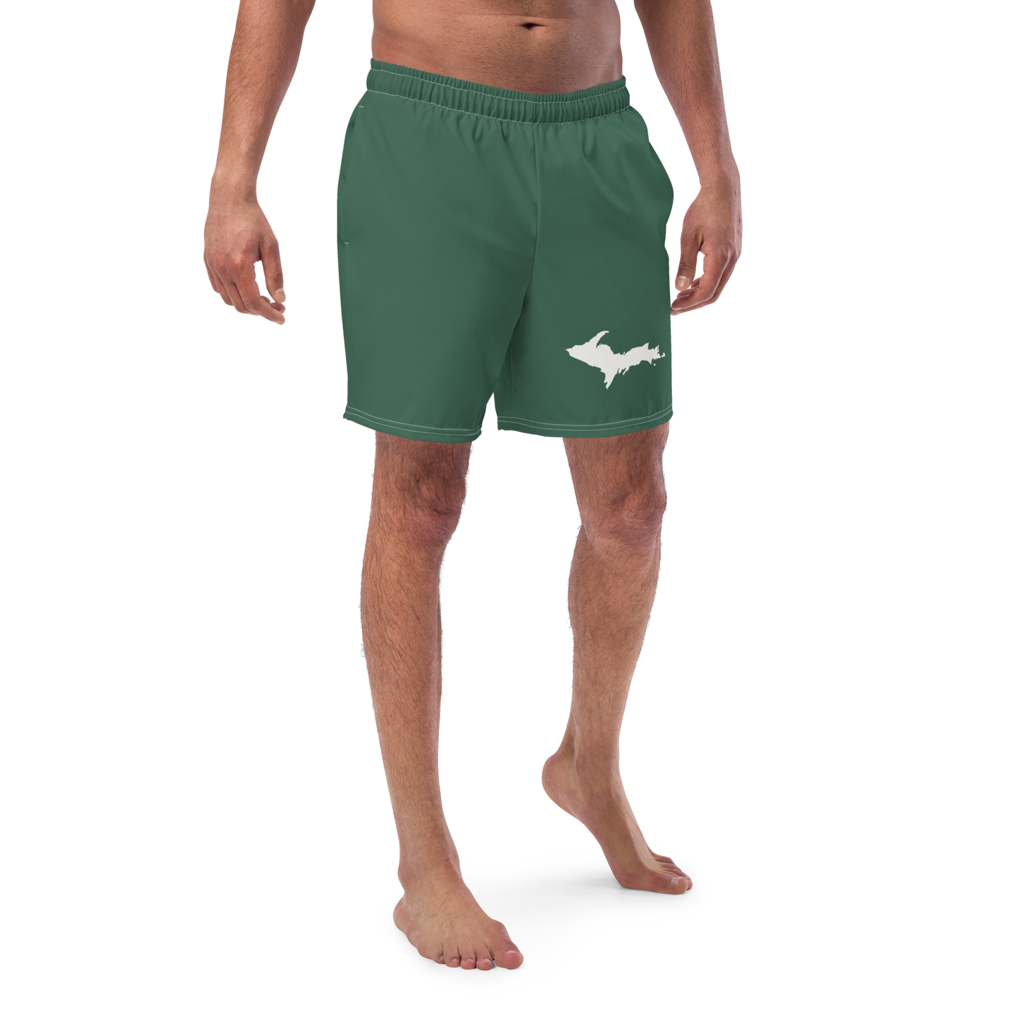 Michigan Upper Peninsula Men's Swim Trunks (w/ UP Outline ) | Ginger Ale Green