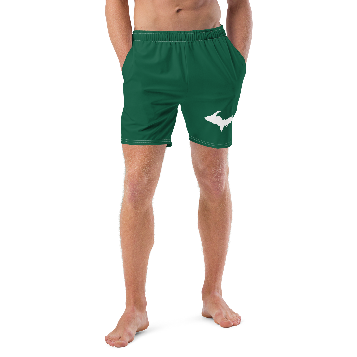 Michigan Upper Peninsula Men's Swim Trunks (w/ UP Outline ) | Superior Green