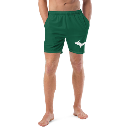 Michigan Upper Peninsula Men's Swim Trunks (w/ UP Outline ) | Superior Green