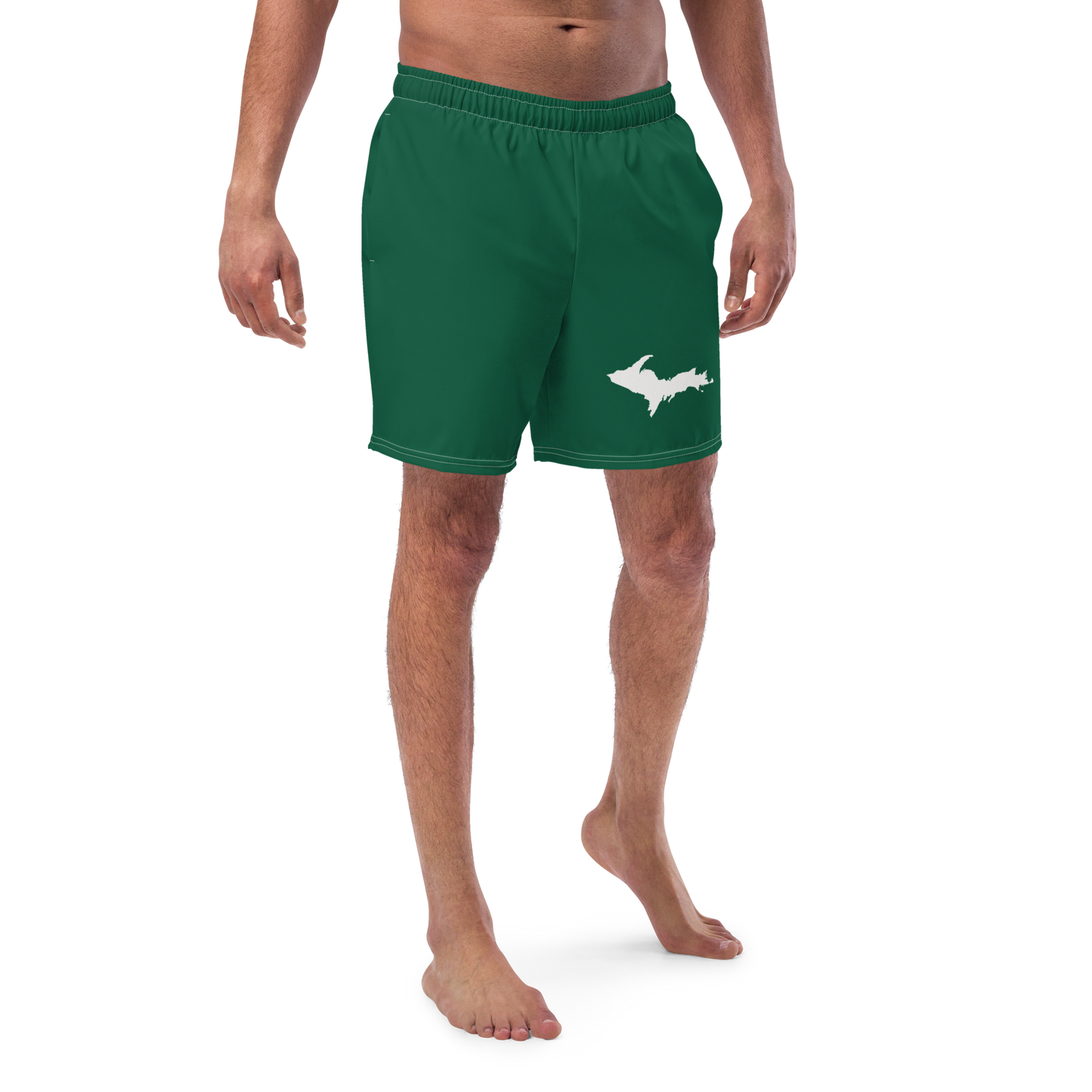 Michigan Upper Peninsula Men's Swim Trunks (w/ UP Outline ) | Superior Green