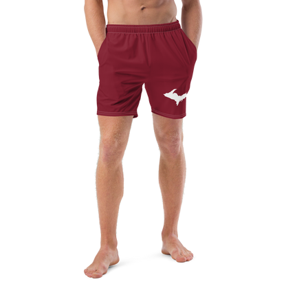 Michigan Upper Peninsula Men's Swim Trunks (w/ UP Outline ) | Burgundy