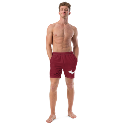 Michigan Upper Peninsula Men's Swim Trunks (w/ UP Outline ) | Burgundy