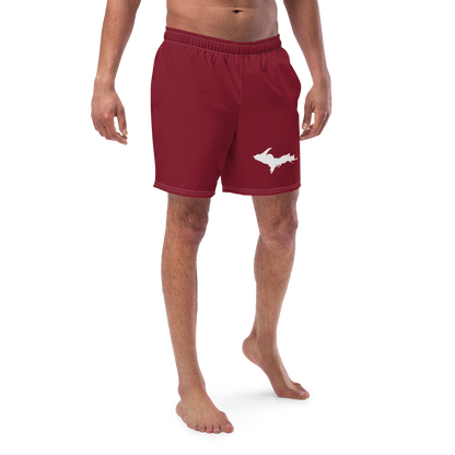 Michigan Upper Peninsula Men's Swim Trunks (w/ UP Outline ) | Burgundy