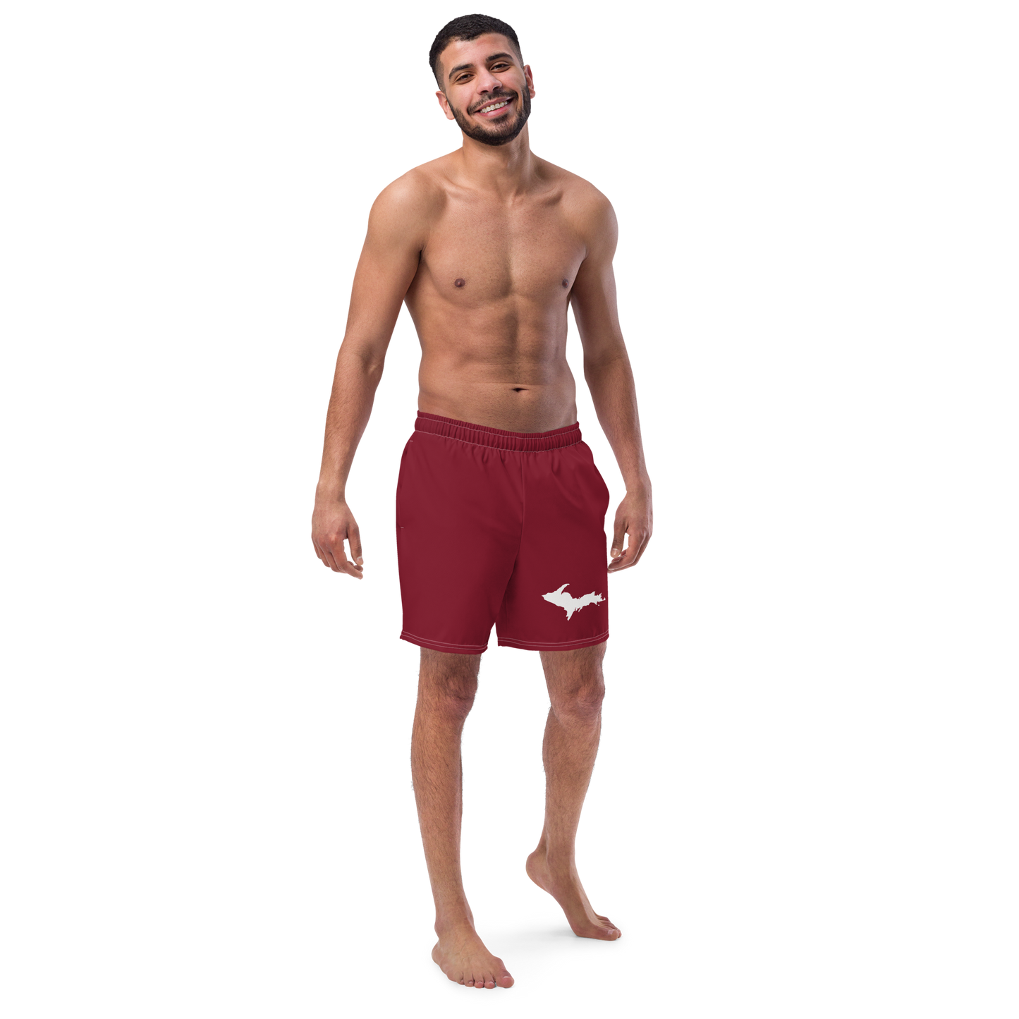 Michigan Upper Peninsula Men's Swim Trunks (w/ UP Outline ) | Burgundy