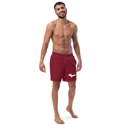 Michigan Upper Peninsula Men's Swim Trunks (w/ UP Outline ) | Burgundy