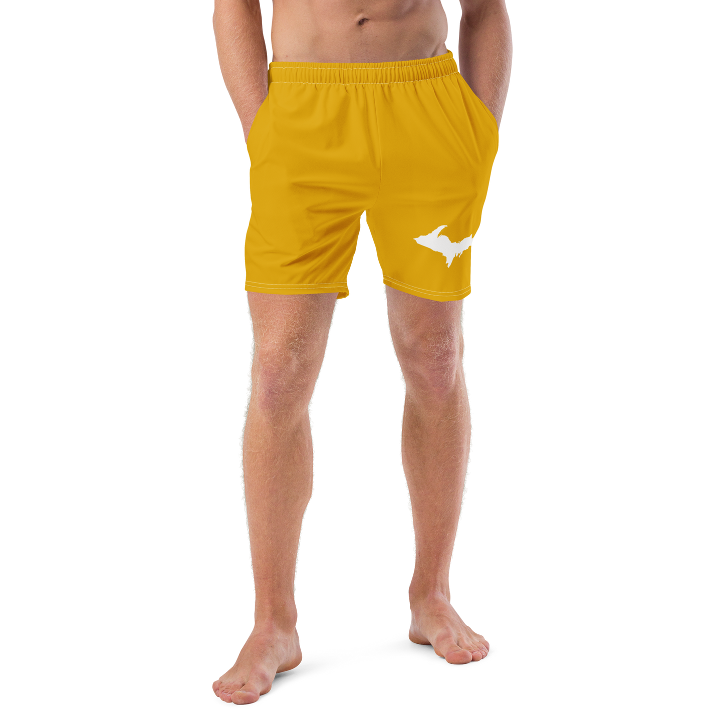 Michigan Upper Peninsula Men's Swim Trunks (w/ UP Outline ) | Gold