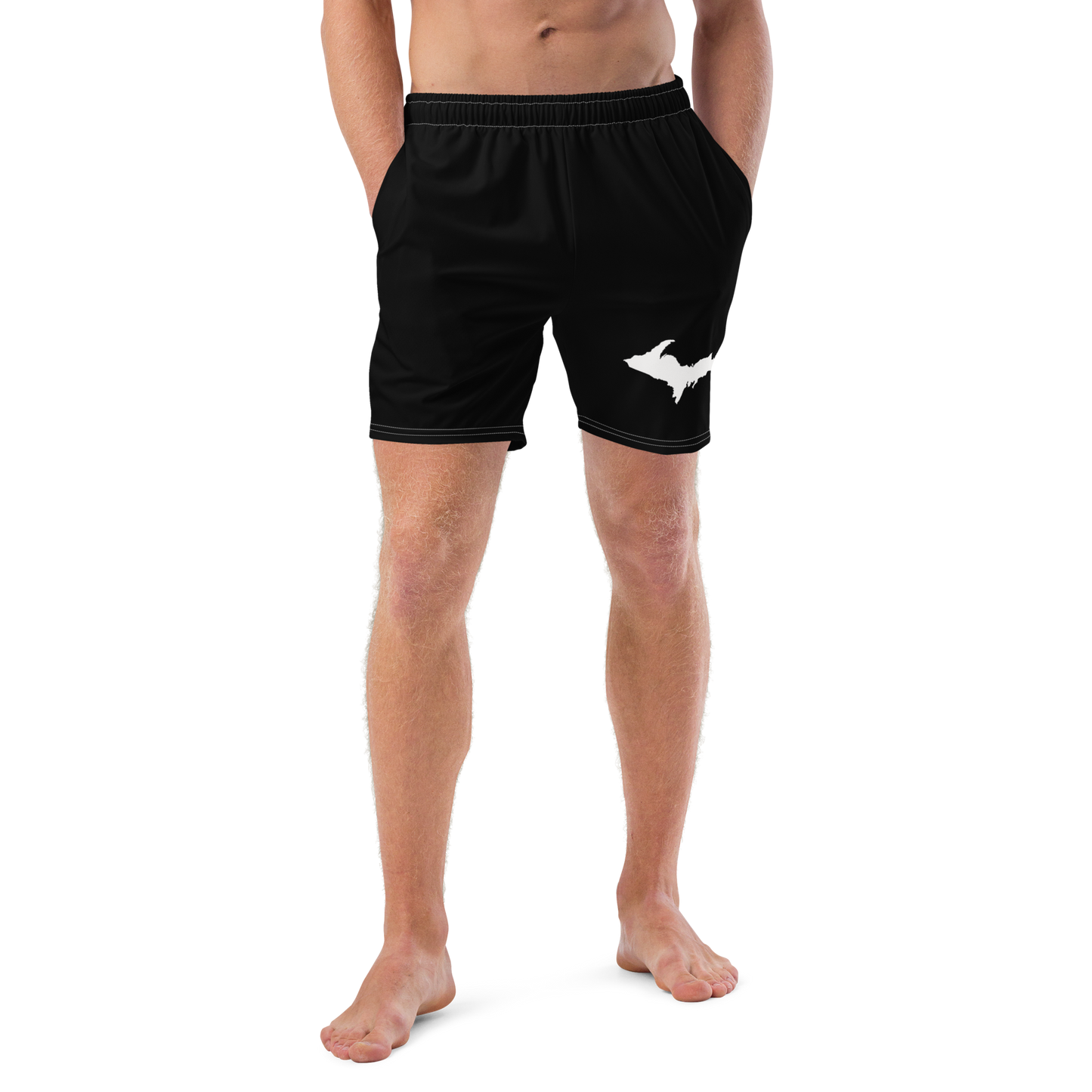 Michigan Upper Peninsula Men's Swim Trunks (w/ UP Outline ) | Black