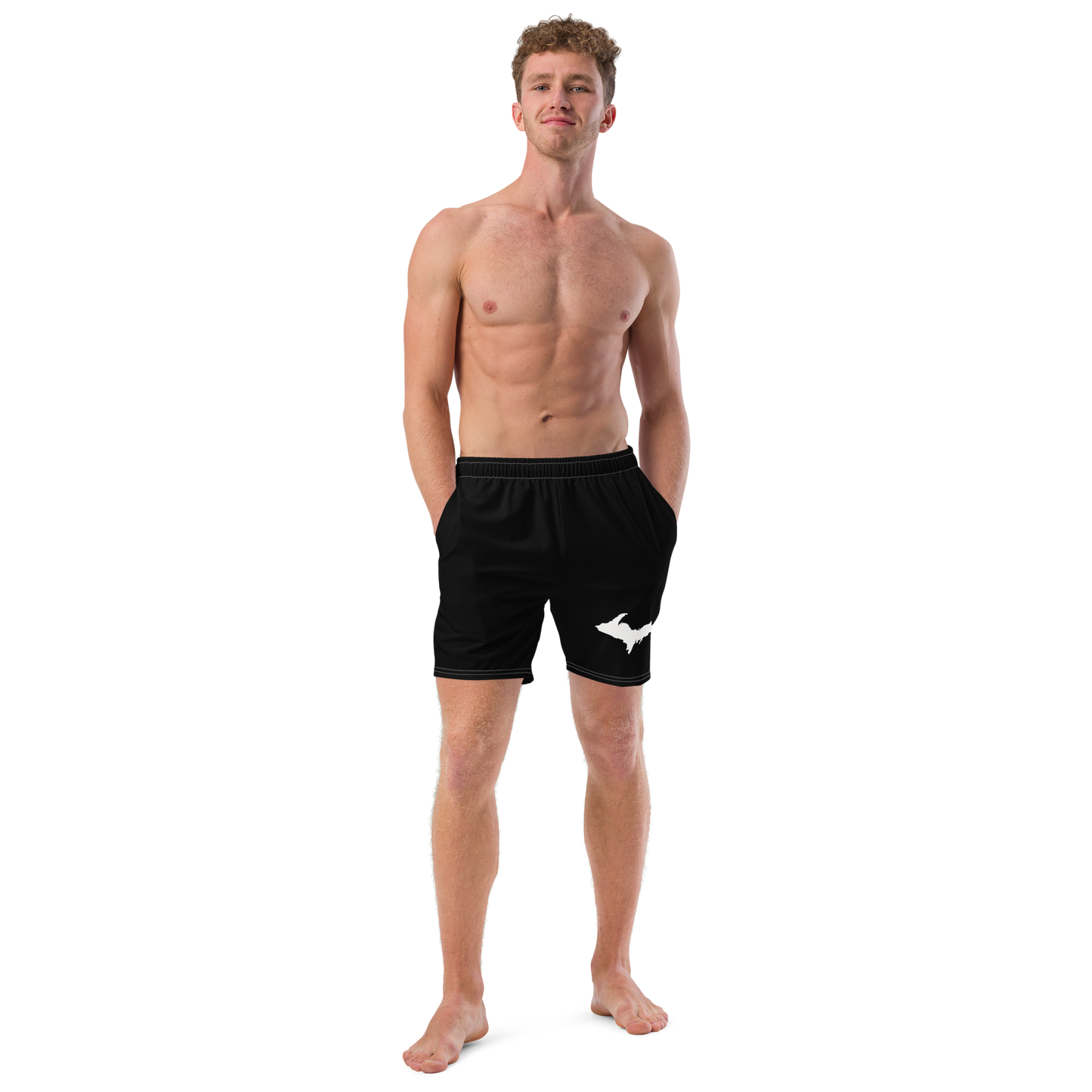 Michigan Upper Peninsula Men's Swim Trunks (w/ UP Outline ) | Black