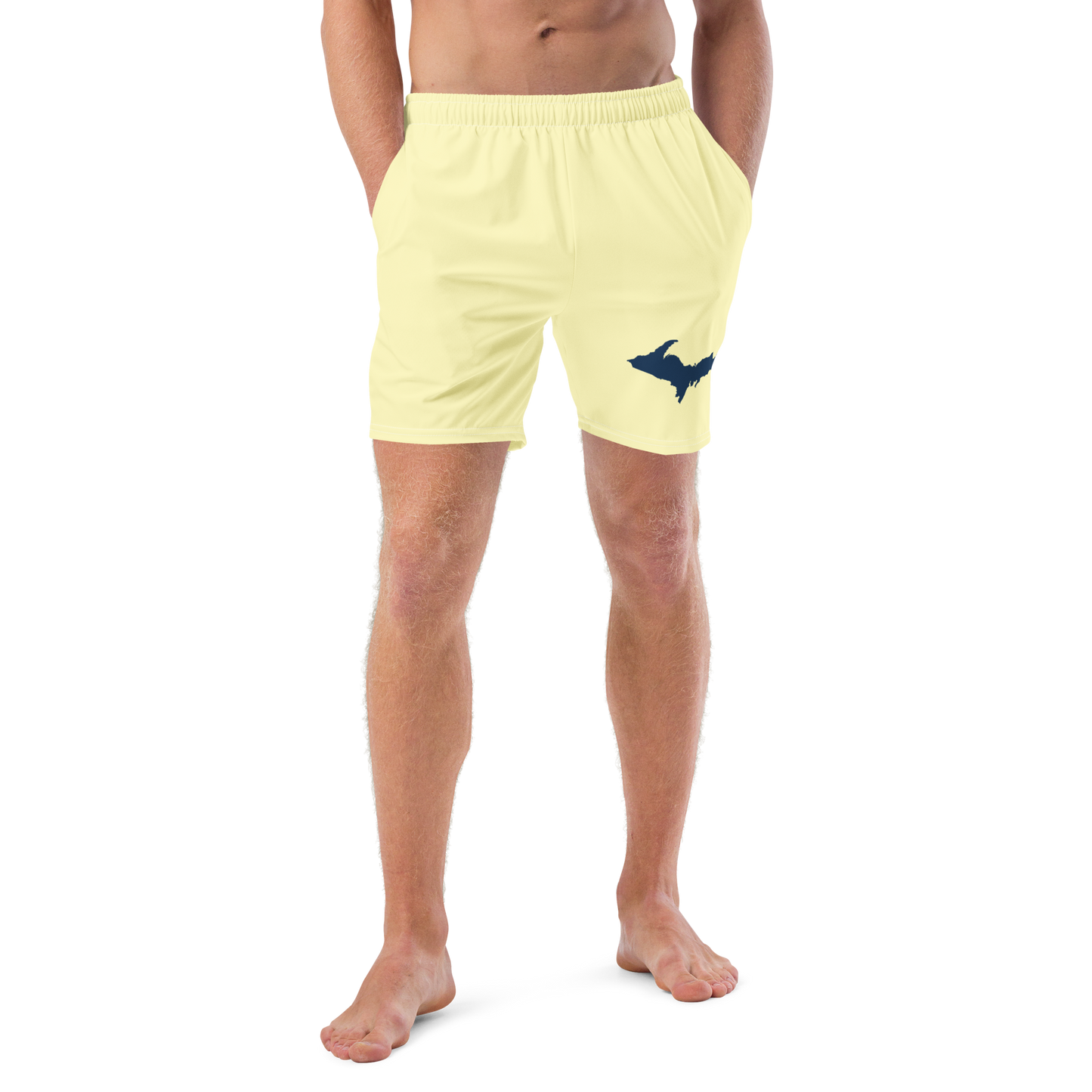 Michigan Upper Peninsula Men's Swim Trunks (w/ UP Outline ) | Canary Yellow