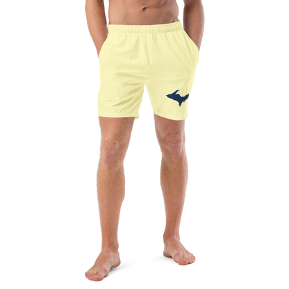 Michigan Upper Peninsula Men's Swim Trunks (w/ UP Outline ) | Canary Yellow