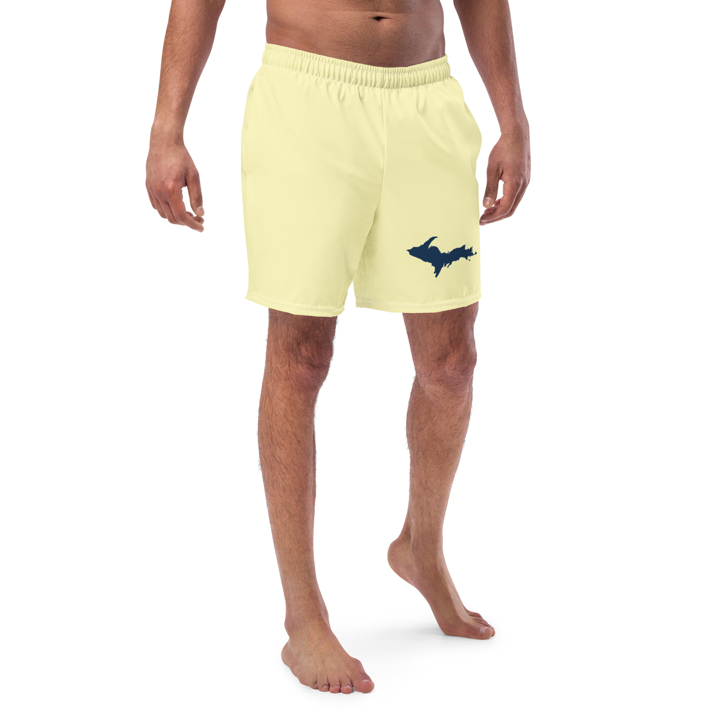 Michigan Upper Peninsula Men's Swim Trunks (w/ UP Outline ) | Canary Yellow