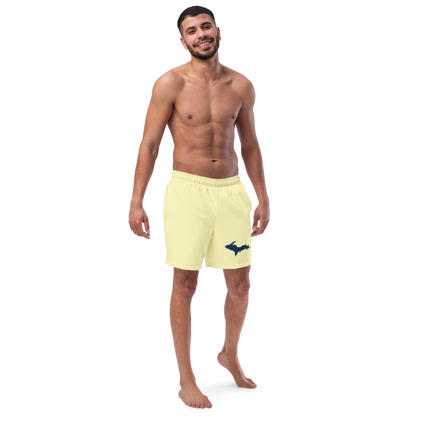 Michigan Upper Peninsula Men's Swim Trunks (w/ UP Outline ) | Canary Yellow