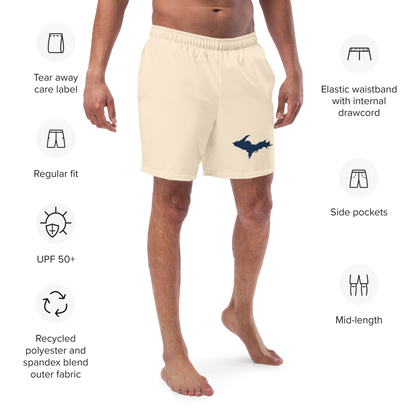 Michigan Upper Peninsula Men's Swim Trunks (w/ UP Outline) | Champagne White