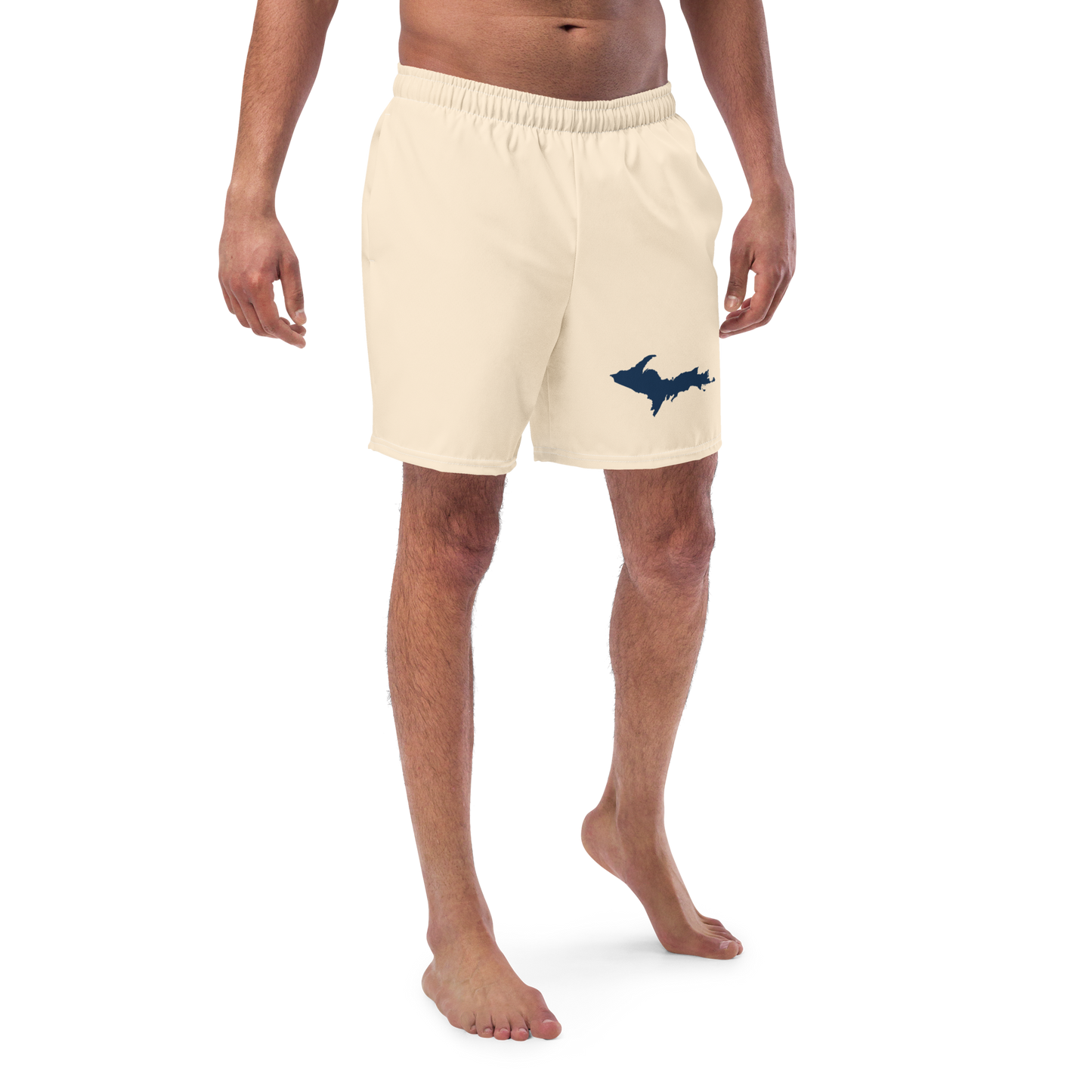 Michigan Upper Peninsula Men's Swim Trunks (w/ UP Outline) | Champagne White