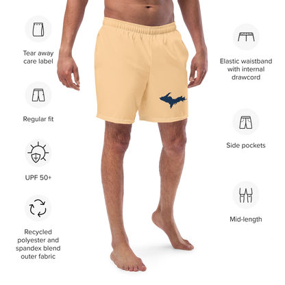 Michigan Upper Peninsula Men's Swim Trunks (w/ UP Outline) | Pale Apricot