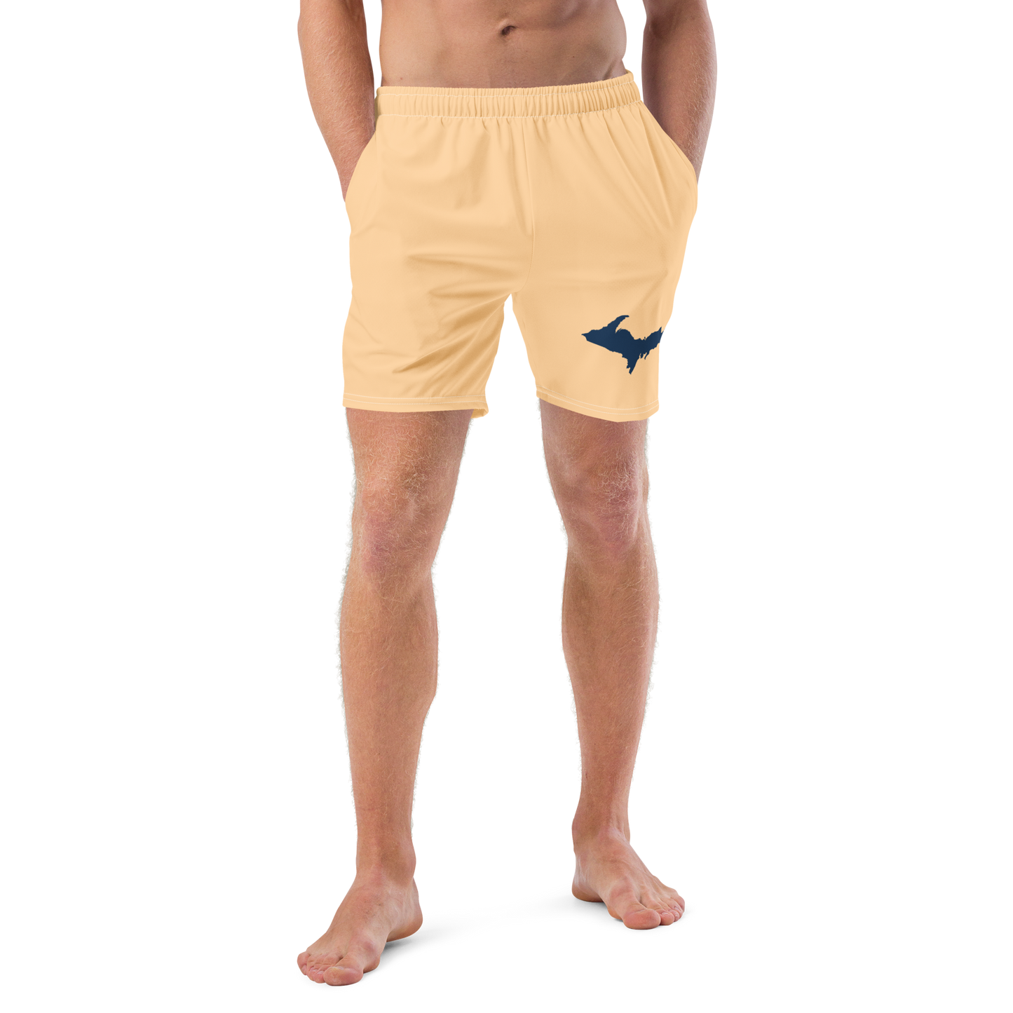 Michigan Upper Peninsula Men's Swim Trunks (w/ UP Outline) | Pale Apricot