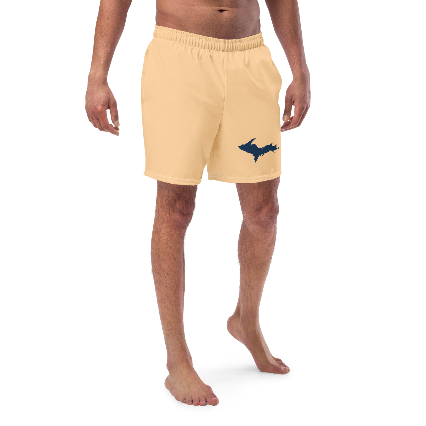 Michigan Upper Peninsula Men's Swim Trunks (w/ UP Outline) | Pale Apricot