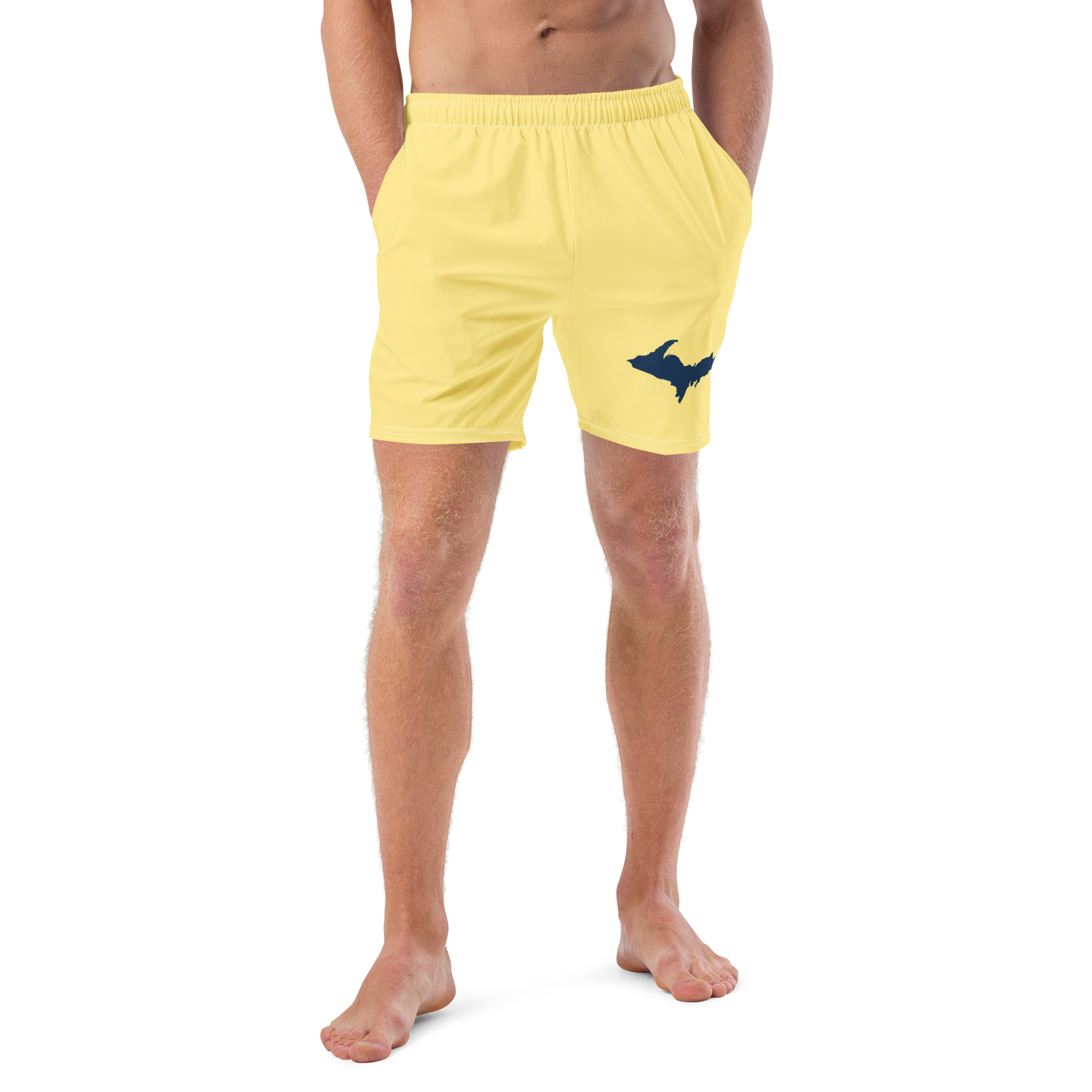 Michigan Upper Peninsula Men's Swim Trunks (w/ UP Outline) | Cherry Yellow